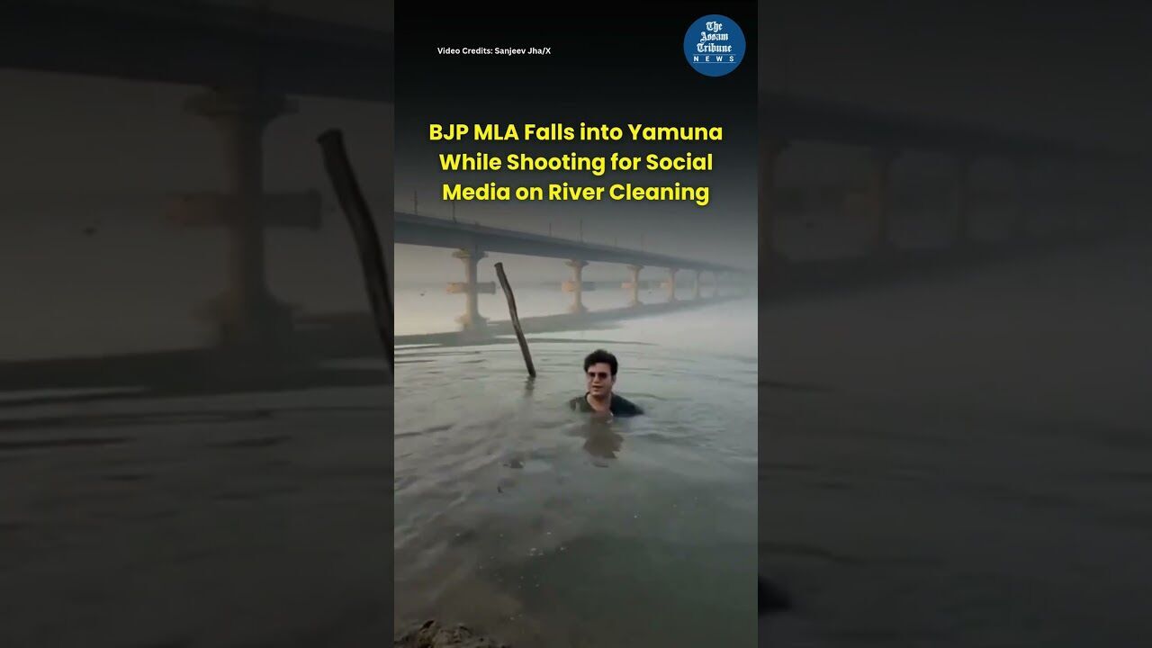 BJP MLA Falls into Yamuna While Shooting for Social Media on River Cleaning