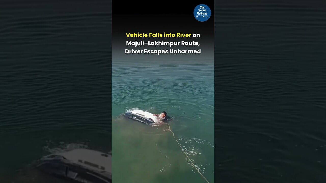 Vehicle Falls into River on Majuli–Lakhimpur Route, Driver Escapes Unharmed