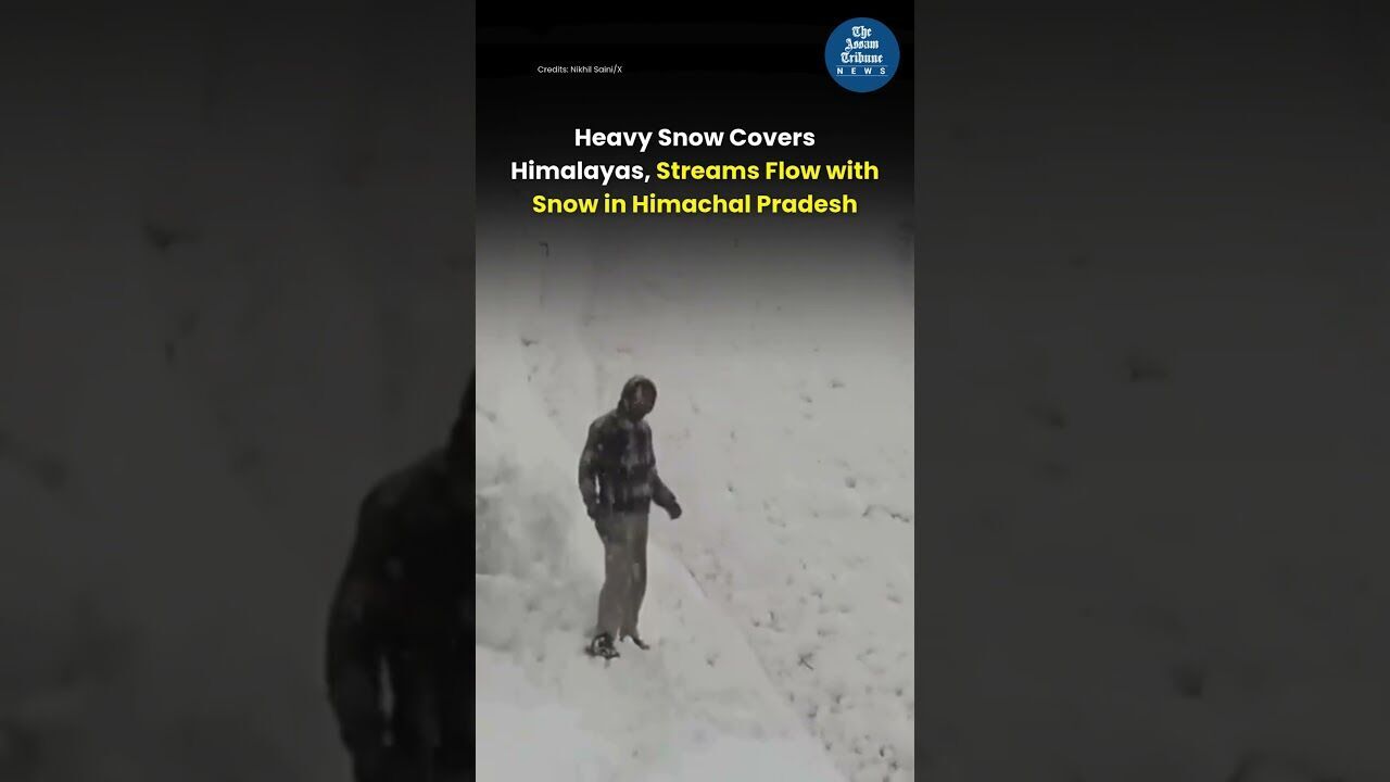 Heavy Snow Covers Himalayas, Streams Flow with Snow in Himachal Pradesh