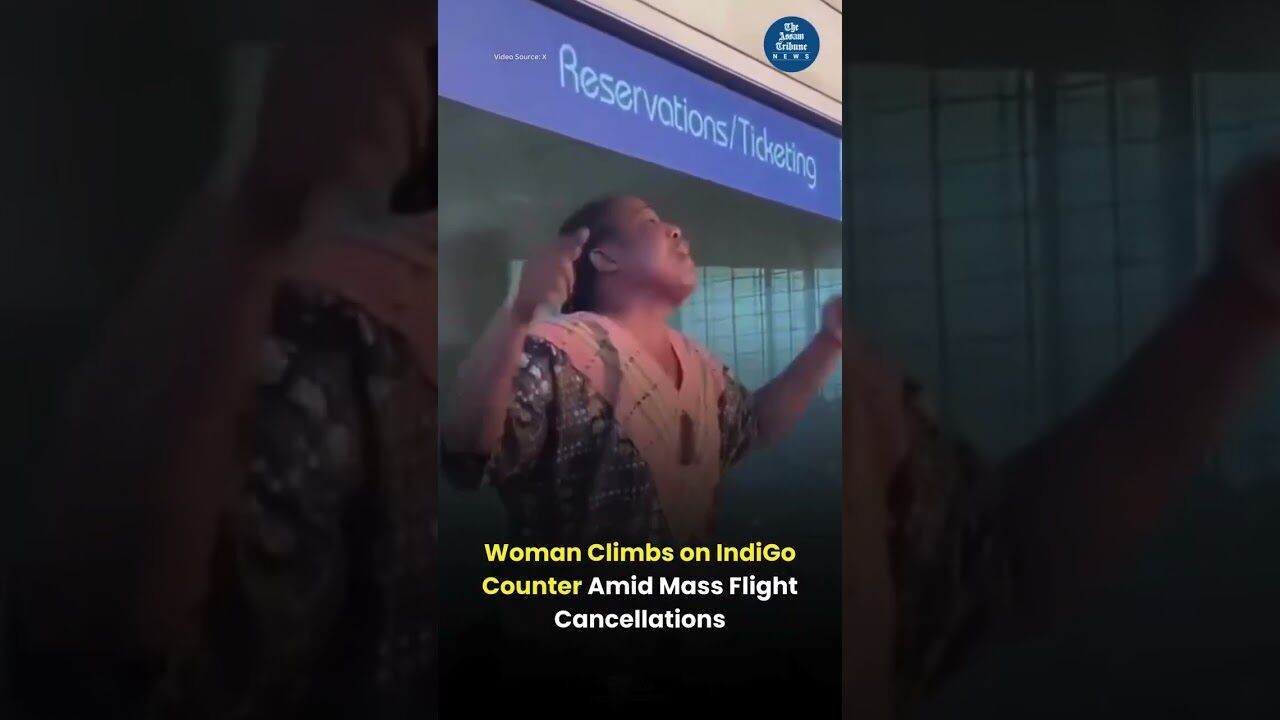 African Woman Climbs IndiGo Counter After Flight Cancelled | Viral Mumbai Airport Video