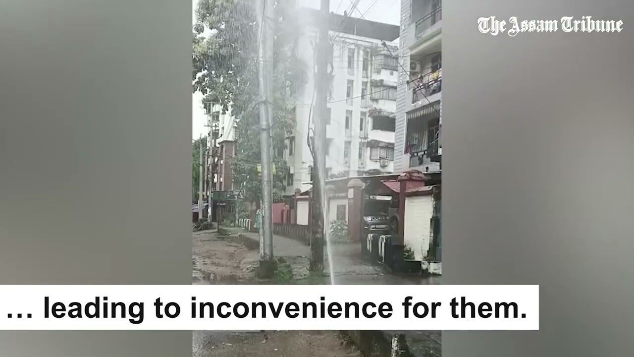 Water pipeline bursts in Guwahati’s Geetanagar