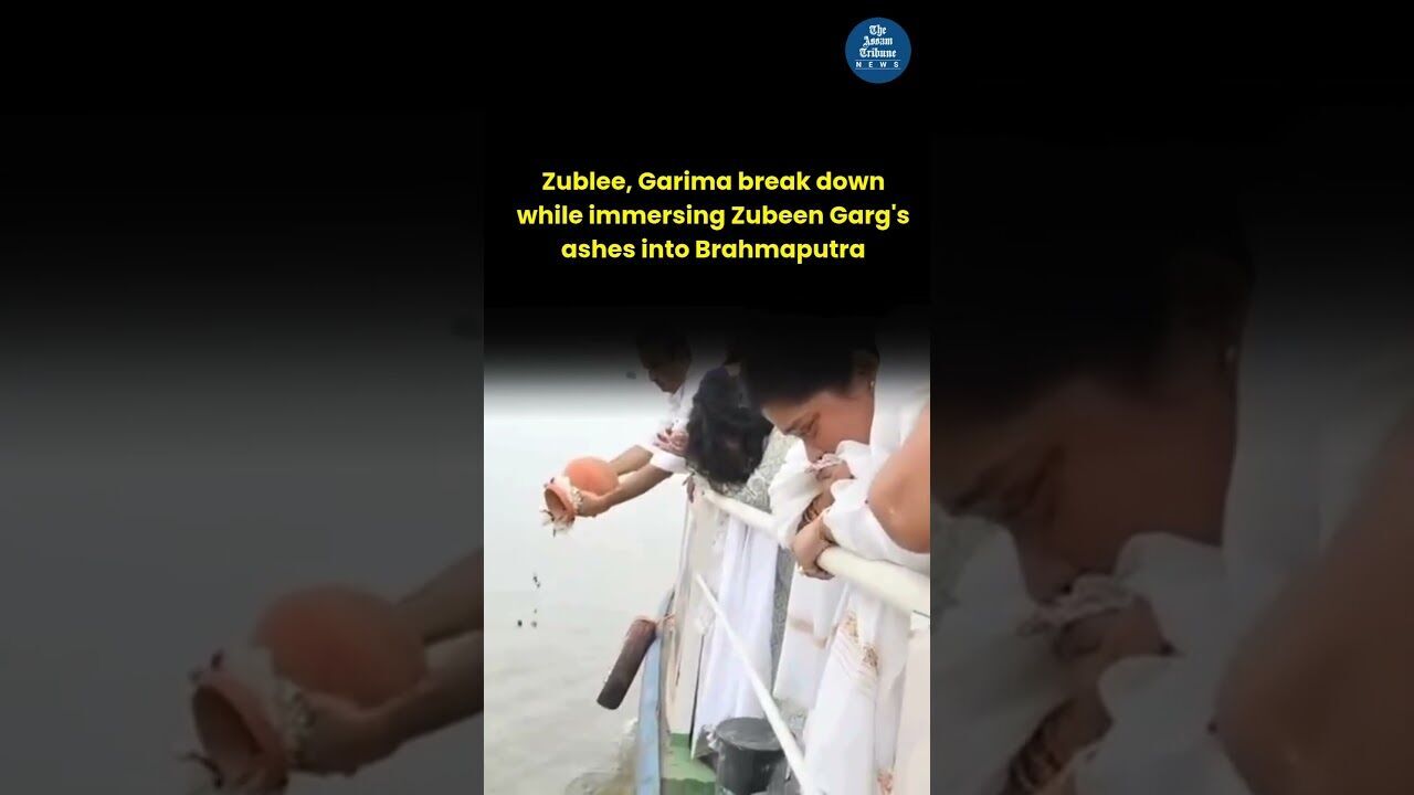 Zublee, Garima break down while immersing Zubeen Gargs ashes into Brahmaputra