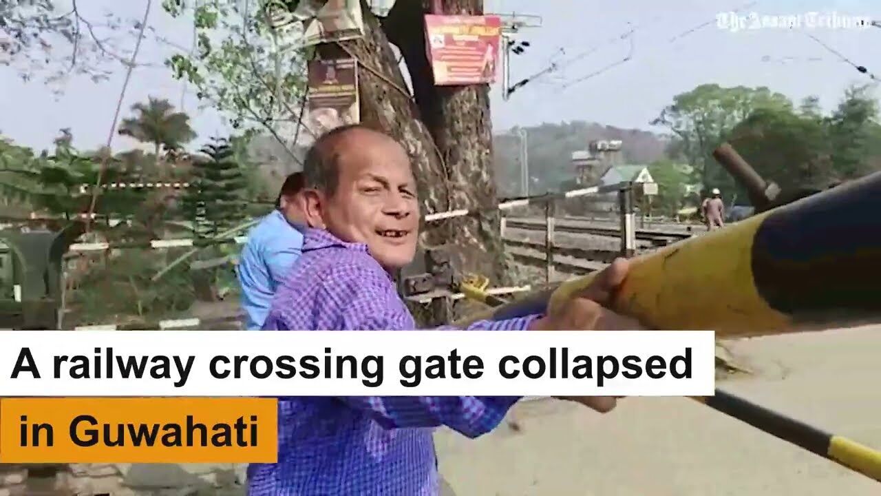 Railway crossing gate collapses in Maligaon