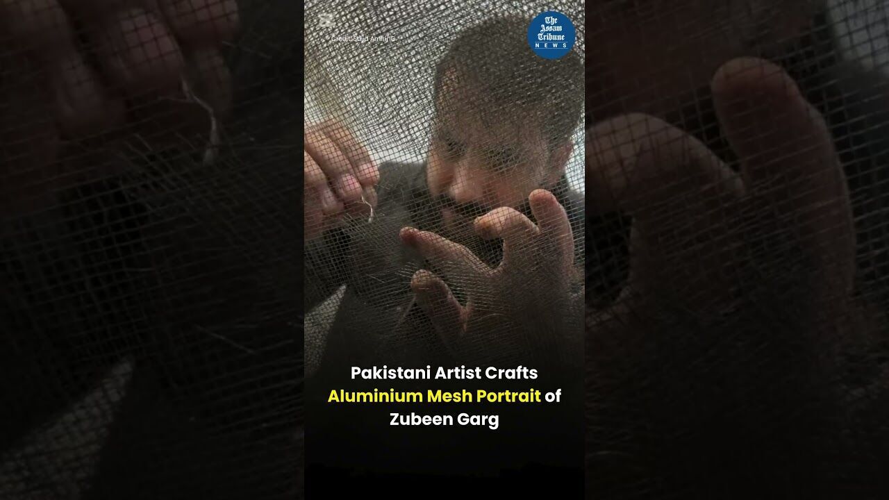 Pakistani Artist Crafts Aluminium Mesh Portrait of Zubeen Garg