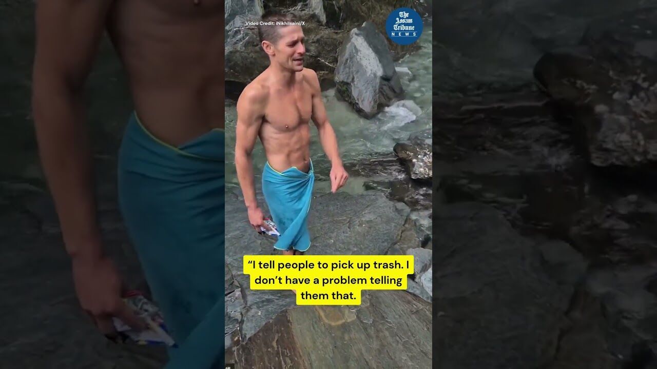 Foreign Tourist Picks Up Garbage from Himachal Waterfall