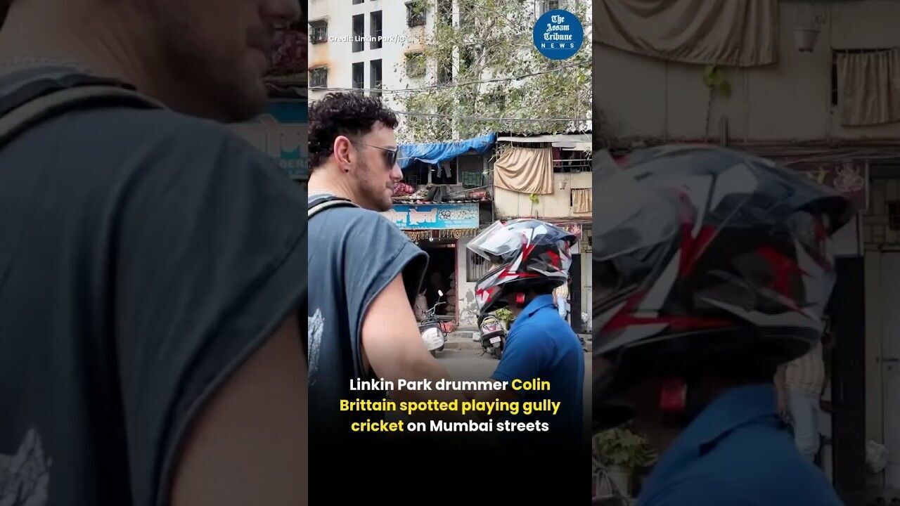 Linkin Park drummer Colin Brittain spotted playing gully cricket on Indian streets