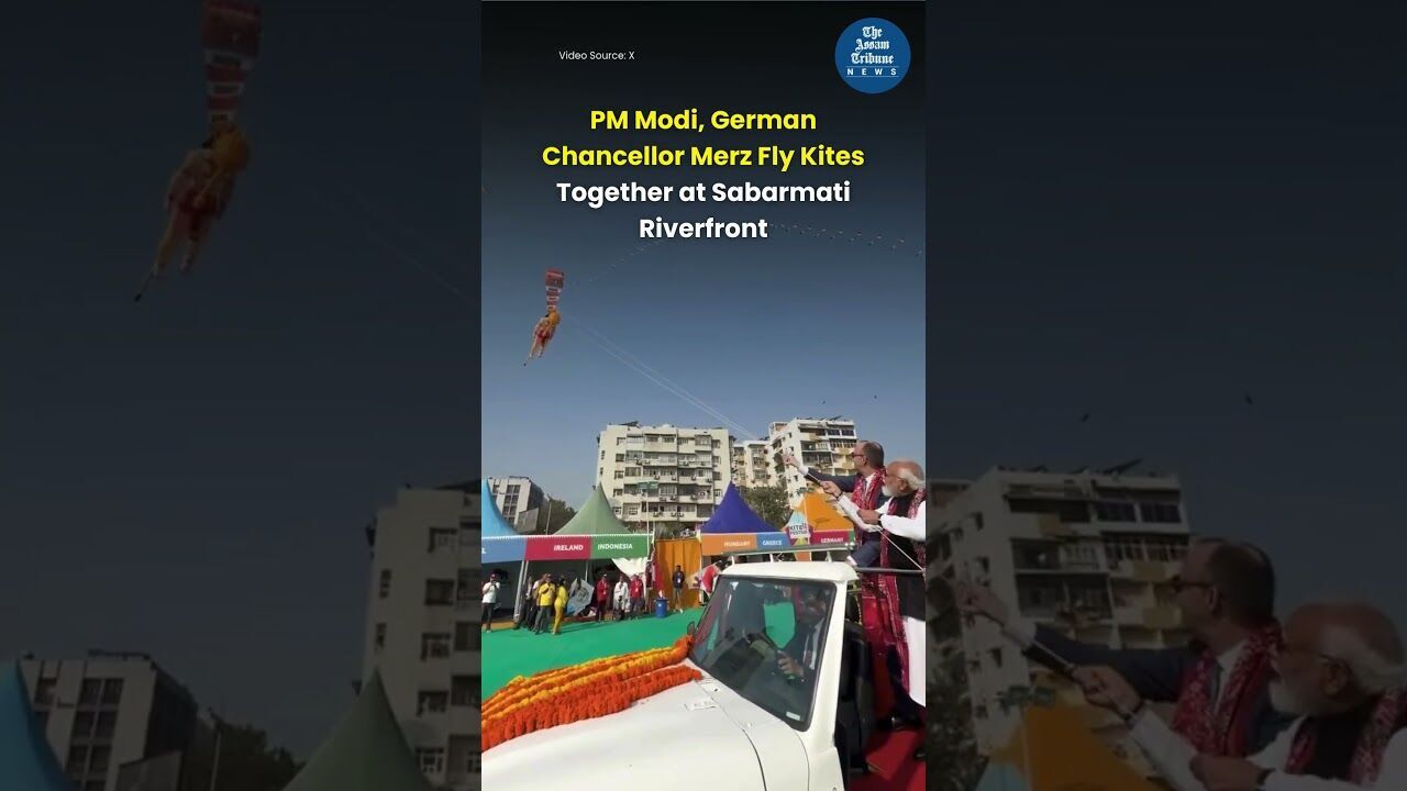 PM Modi, German Chancellor Merz Fly Kites Together at Sabarmati Riverfront